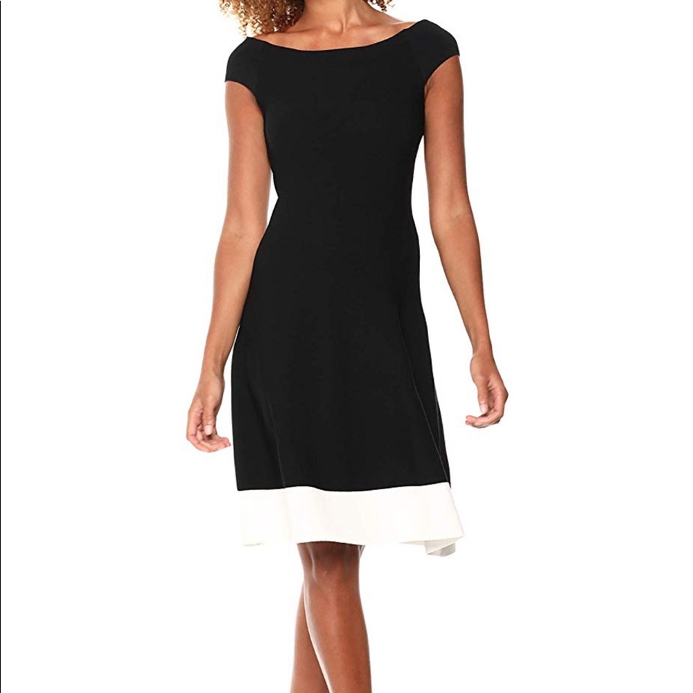 Eliza J Off The Shoulder Black Fit and Flare Dress
